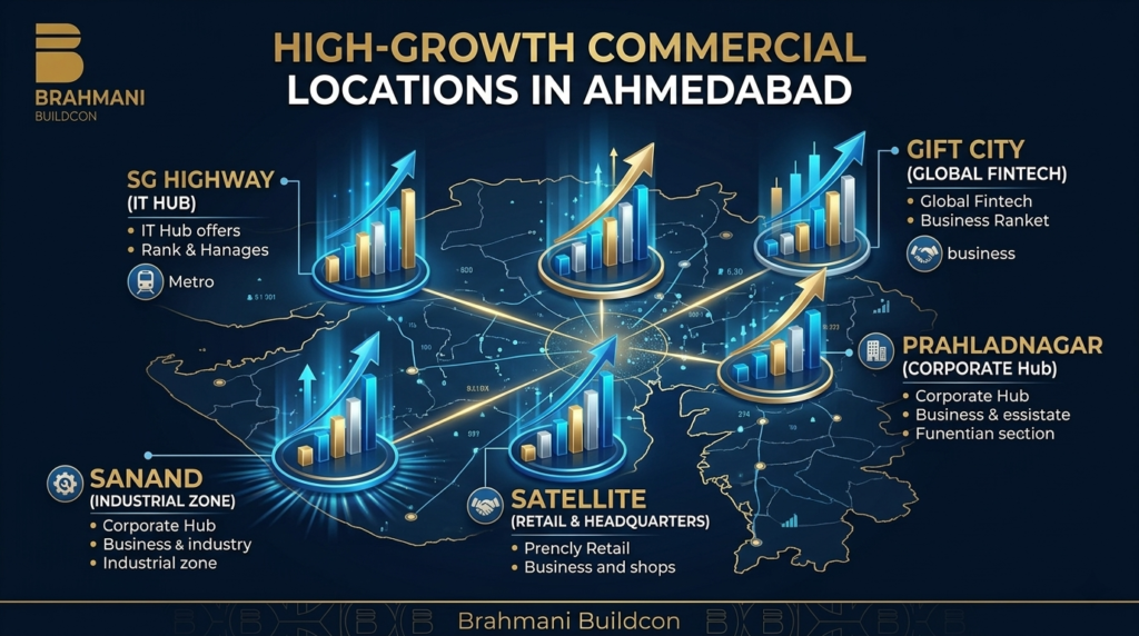 Commercial development areas in Ahmedabad