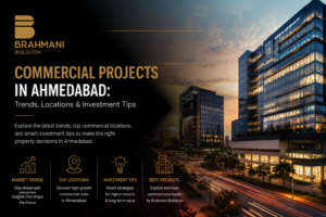 Commercial projects in Ahmedabad with modern business buildings